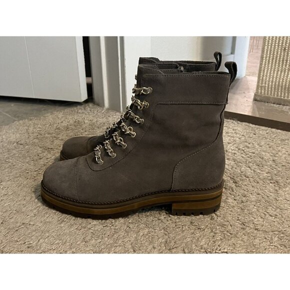 Cecilia New York Chance Hiker Boots Gray Suede Leather 8M - Picture 1 of 11